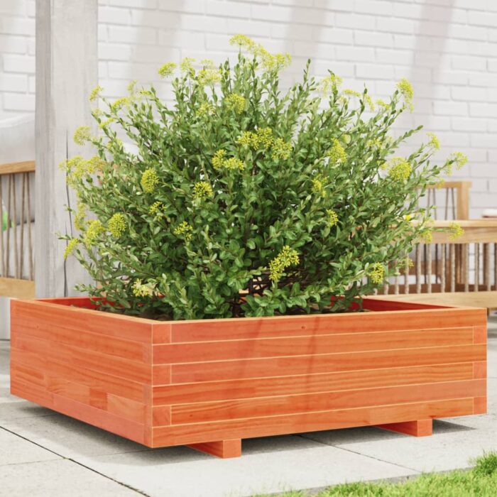 Jardinière cire marron 80x80x26,5 cm bois de pin massif – Image 1