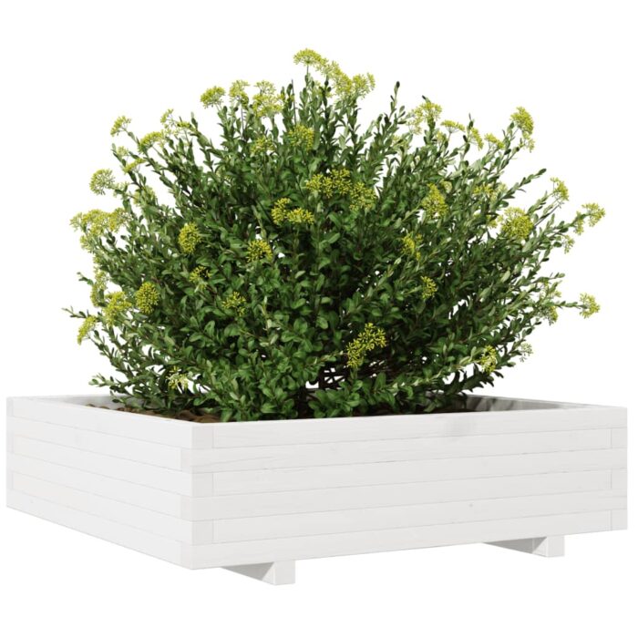 Jardinière blanc 90x90x26,5 cm bois de pin massif – Image 2