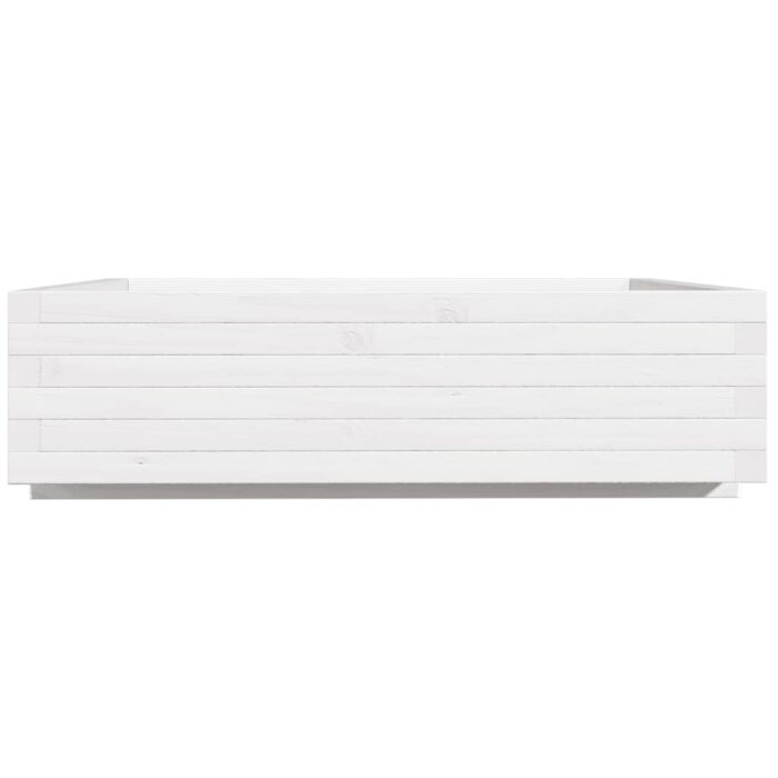 Jardinière blanc 90x90x26,5 cm bois de pin massif – Image 4