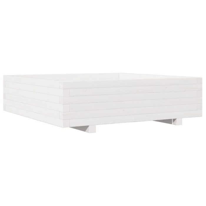 Jardinière blanc 90x90x26,5 cm bois de pin massif – Image 5