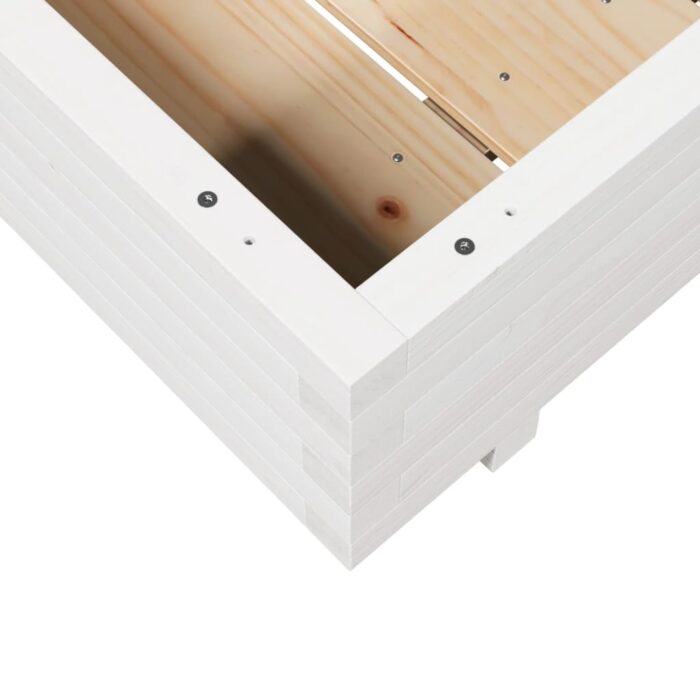 Jardinière blanc 90x90x26,5 cm bois de pin massif – Image 6