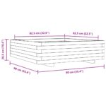 Jardinière blanc 90x90x26,5 cm bois de pin massif – Image 8