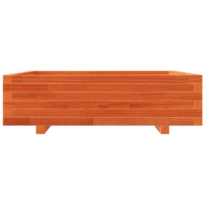 Jardinière cire marron 90x90x26,5 cm bois de pin massif – Image 3