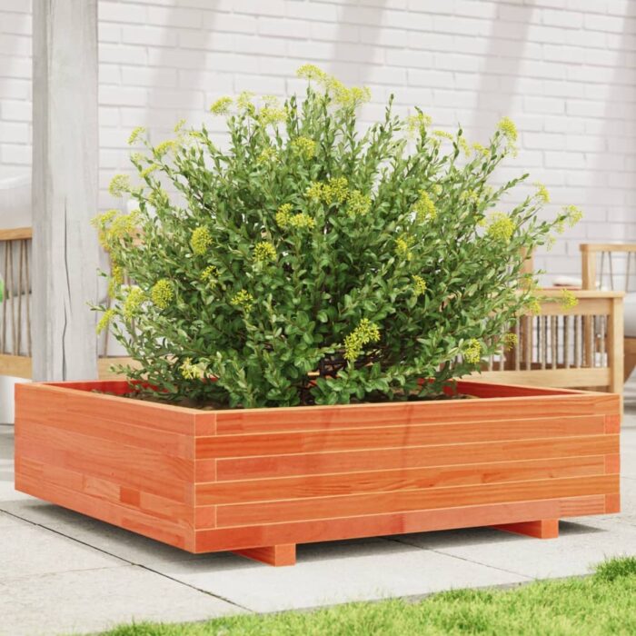 Jardinière cire marron 90x90x26,5 cm bois de pin massif – Image 1
