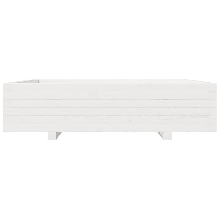 Jardinière blanc 100x100x26,5 cm bois de pin massif – Image 3