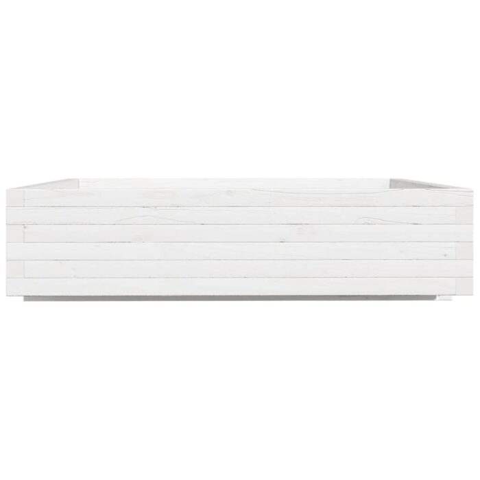 Jardinière blanc 100x100x26,5 cm bois de pin massif – Image 4