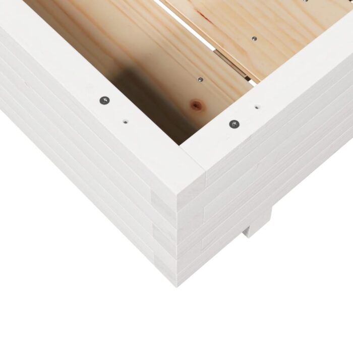 Jardinière blanc 100x100x26,5 cm bois de pin massif – Image 6