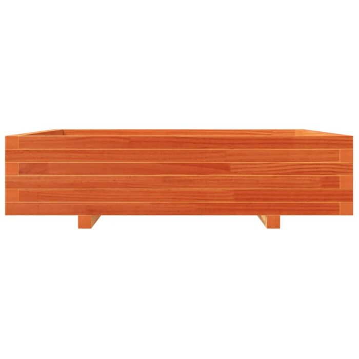 Jardinière cire marron 100x100x26,5 cm bois de pin massif – Image 3