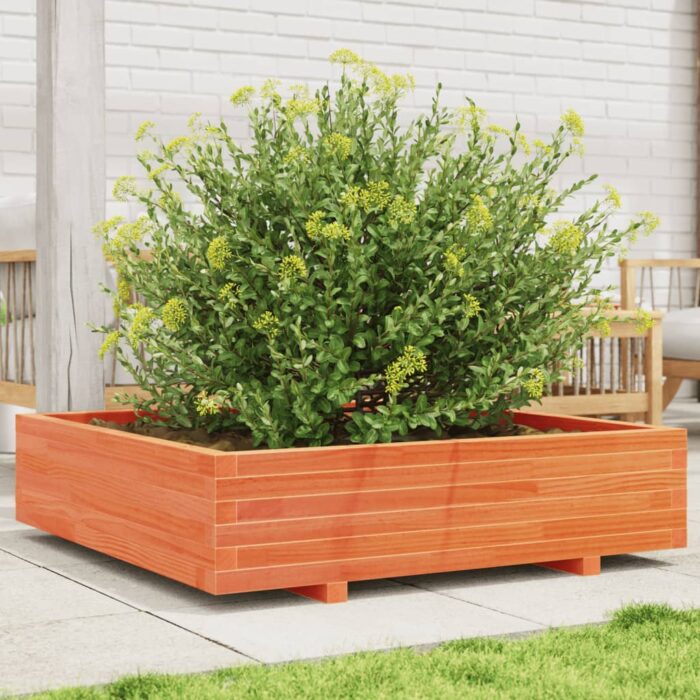 Jardinière cire marron 100x100x26,5 cm bois de pin massif – Image 1