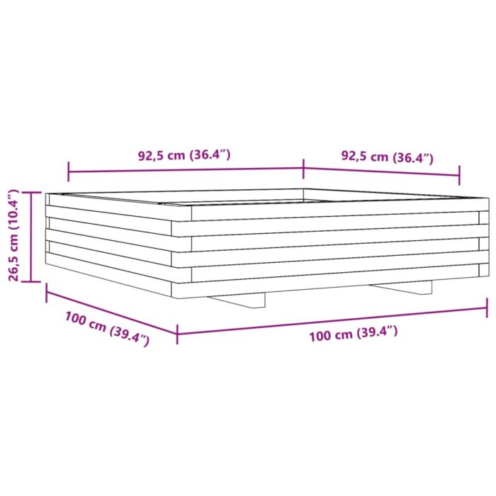 Jardinière 100x100x26,5 cm bois massif de douglas – Image 8