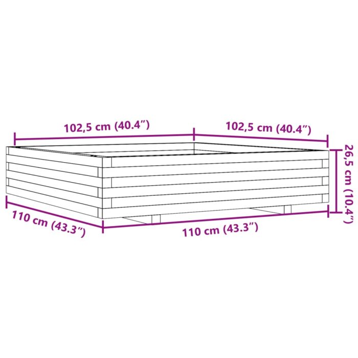 Jardinière 110x110x26,5 cm bois de pin massif – Image 8