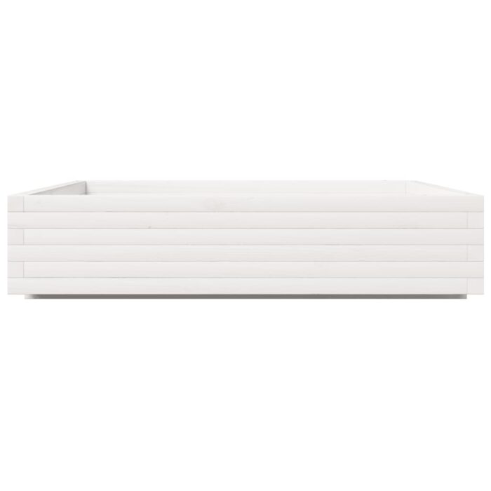 Jardinière blanc 110x110x26,5 cm bois de pin massif – Image 4