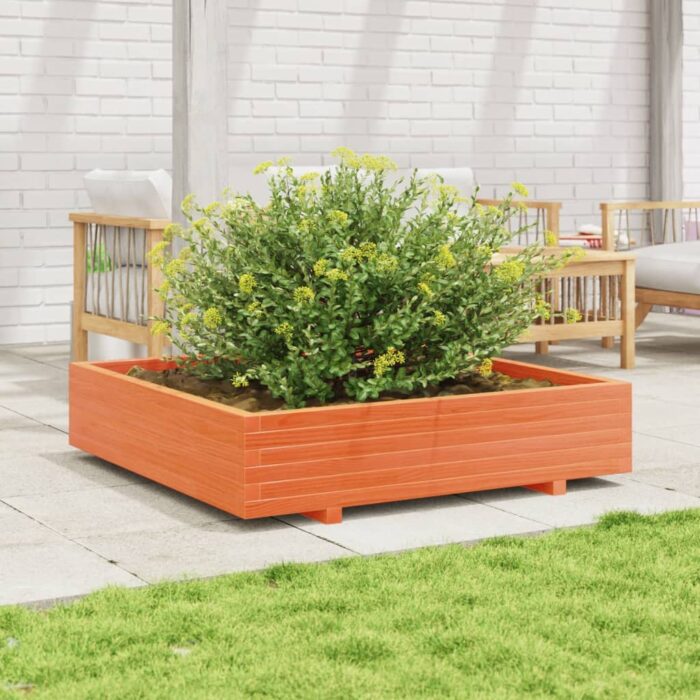 Jardinière cire marron 110x110x26,5 cm bois de pin massif – Image 1