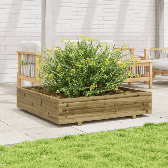 Jardinière 110x110x26,5 cm bois de pin imprégné – Image 1