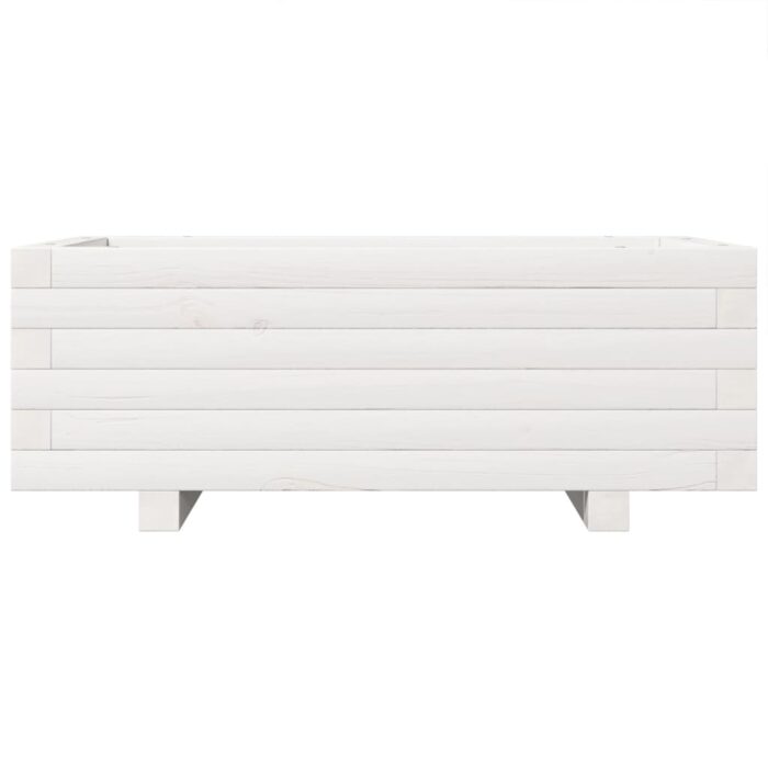 Jardinière blanc 70x40x26,5 cm bois de pin massif – Image 3