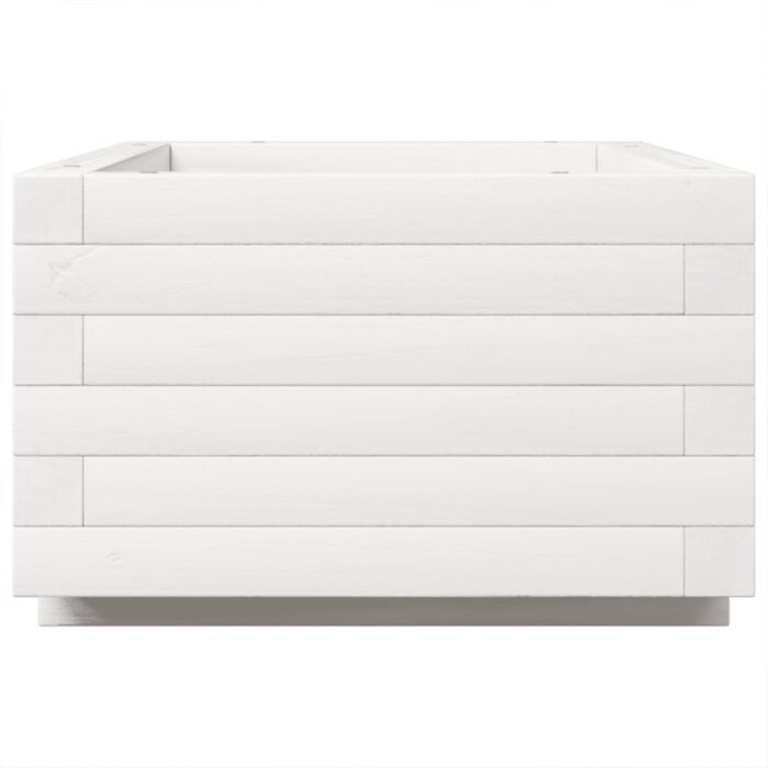Jardinière blanc 70x40x26,5 cm bois de pin massif – Image 4