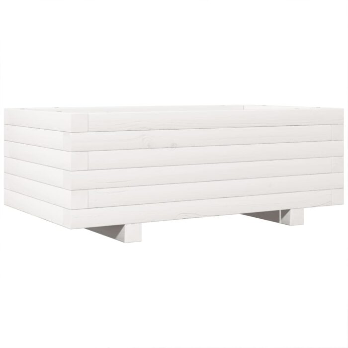 Jardinière blanc 70x40x26,5 cm bois de pin massif – Image 5