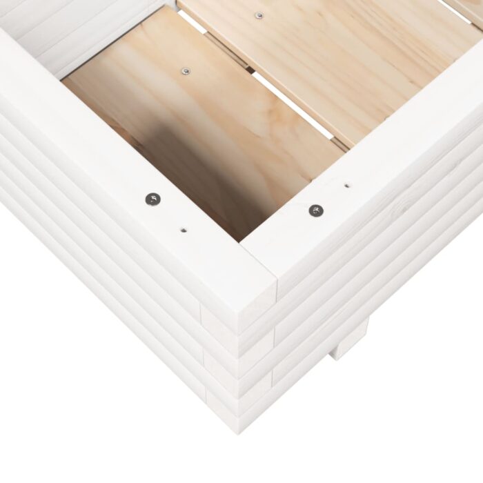 Jardinière blanc 70x40x26,5 cm bois de pin massif – Image 6
