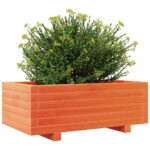Jardinière cire marron 70x40x26,5 cm bois de pin massif – Image 2
