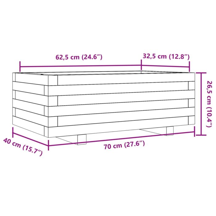 Jardinière 70x40x26,5 cm bois massif douglas – Image 8