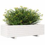 Jardinière blanc 90x40x26,5 cm bois de pin massif – Image 2