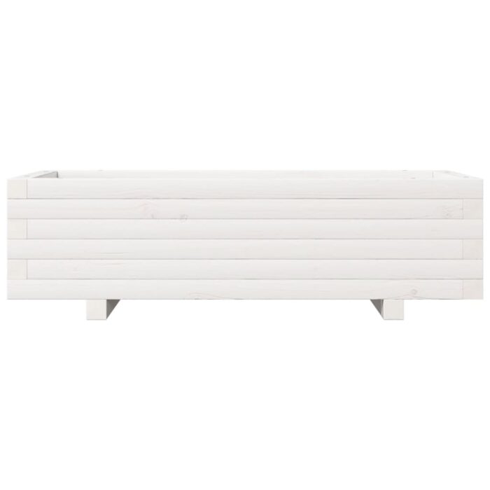 Jardinière blanc 90x40x26,5 cm bois de pin massif – Image 3