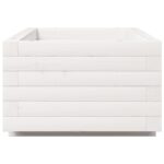 Jardinière blanc 90x40x26,5 cm bois de pin massif – Image 4