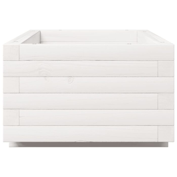 Jardinière blanc 90x40x26,5 cm bois de pin massif – Image 4