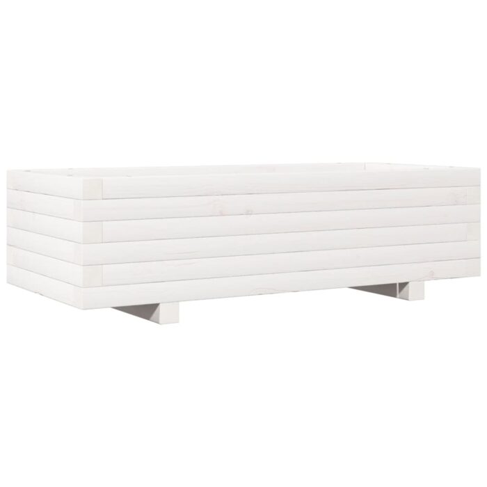 Jardinière blanc 90x40x26,5 cm bois de pin massif – Image 5