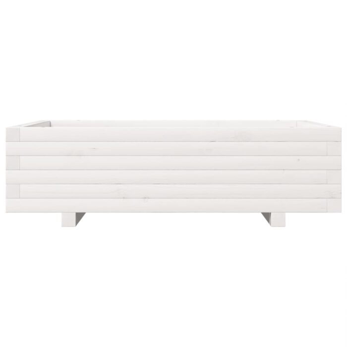 Jardinière blanc 90x60x26,5 cm bois de pin massif – Image 3