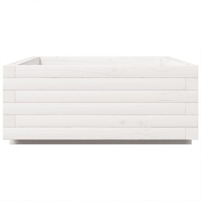 Jardinière blanc 90x60x26,5 cm bois de pin massif – Image 4