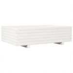 Jardinière blanc 90x60x26,5 cm bois de pin massif – Image 5