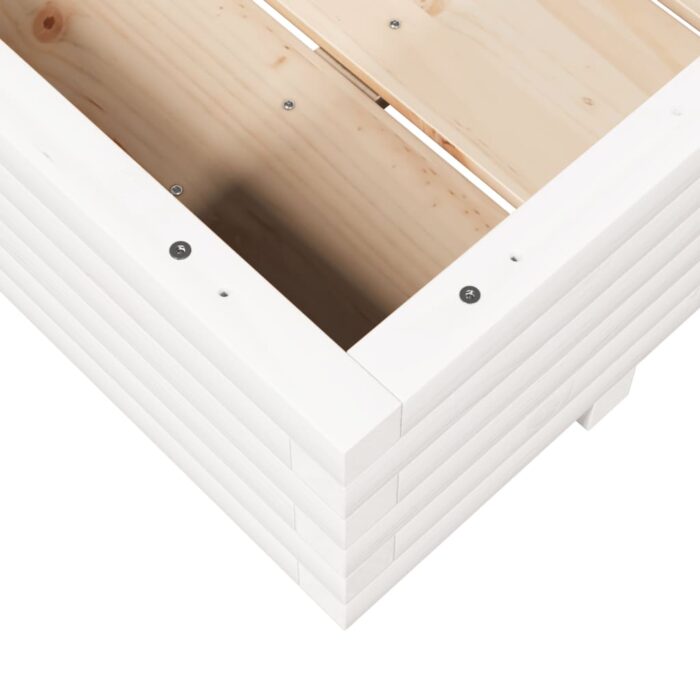 Jardinière blanc 90x60x26,5 cm bois de pin massif – Image 6