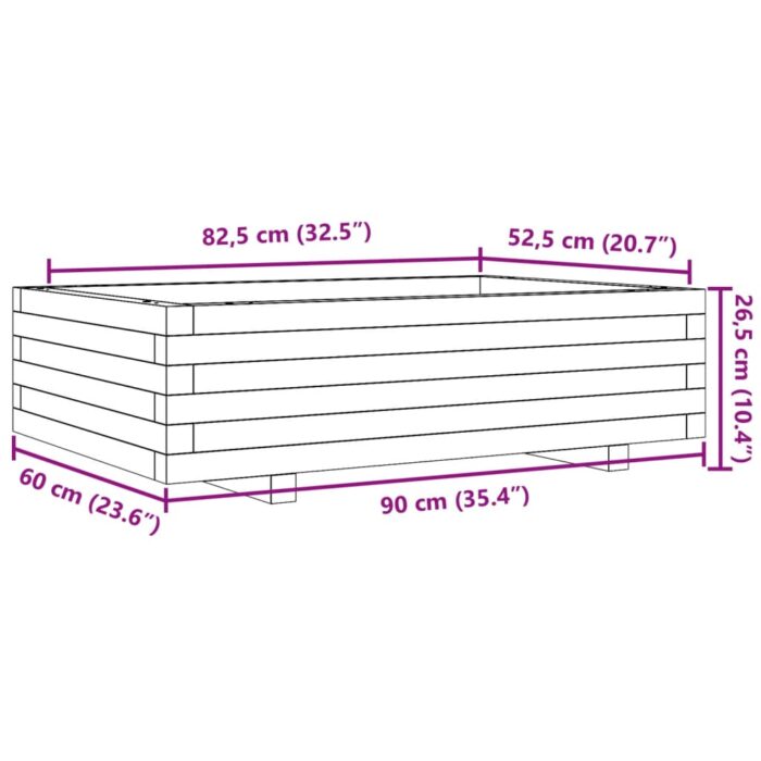 Jardinière blanc 90x60x26,5 cm bois de pin massif – Image 8