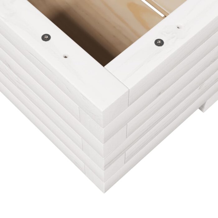 Jardinière blanc 110x60x26,5 cm bois de pin massif – Image 6