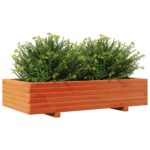 Jardinière cire marron 110x60x26,5 cm bois de pin massif – Image 2