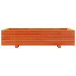 Jardinière cire marron 110x60x26,5 cm bois de pin massif – Image 3