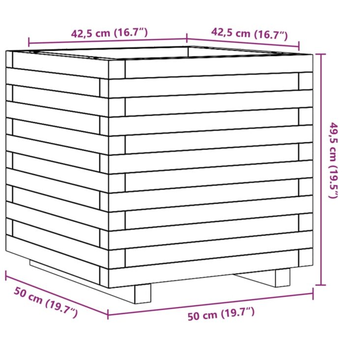 Jardinière 50x50x49,5 cm bois de pin massif – Image 8