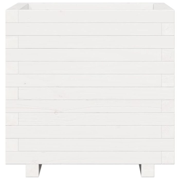 Jardinière blanc 50x50x49,5 cm bois de pin massif – Image 3