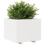 Jardinière blanc 60x60x49,5 cm bois de pin massif – Image 2