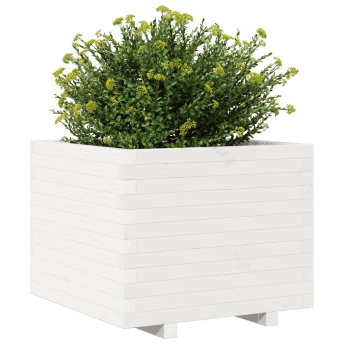 Jardinière blanc 60x60x49,5 cm bois de pin massif – Image 2