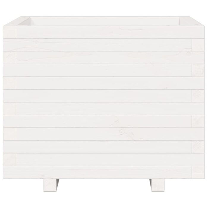 Jardinière blanc 60x60x49,5 cm bois de pin massif – Image 3