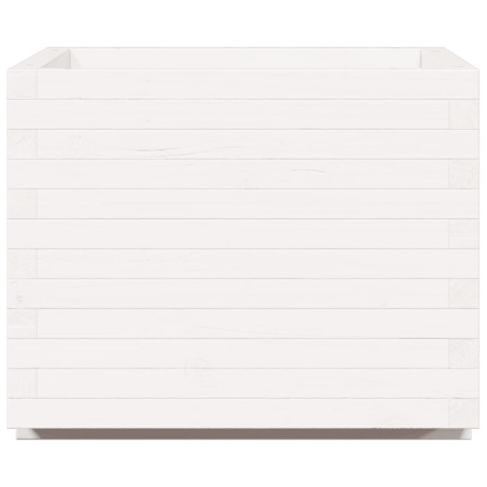 Jardinière blanc 60x60x49,5 cm bois de pin massif – Image 4