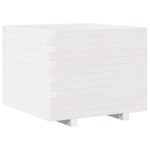 Jardinière blanc 60x60x49,5 cm bois de pin massif – Image 5