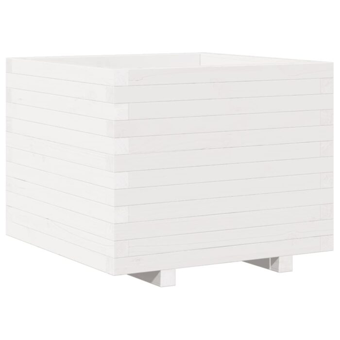 Jardinière blanc 60x60x49,5 cm bois de pin massif – Image 5