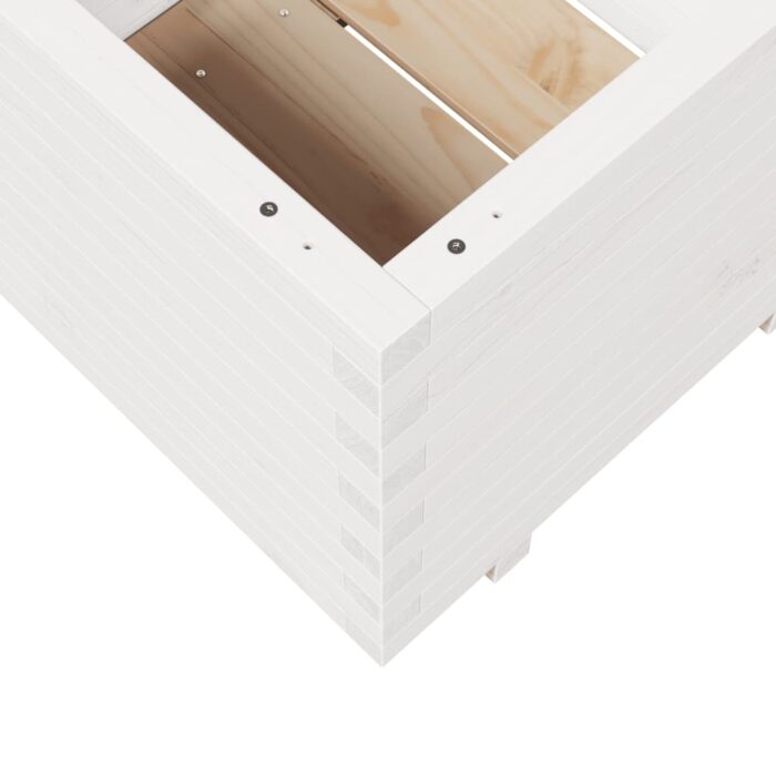 Jardinière blanc 60x60x49,5 cm bois de pin massif – Image 6