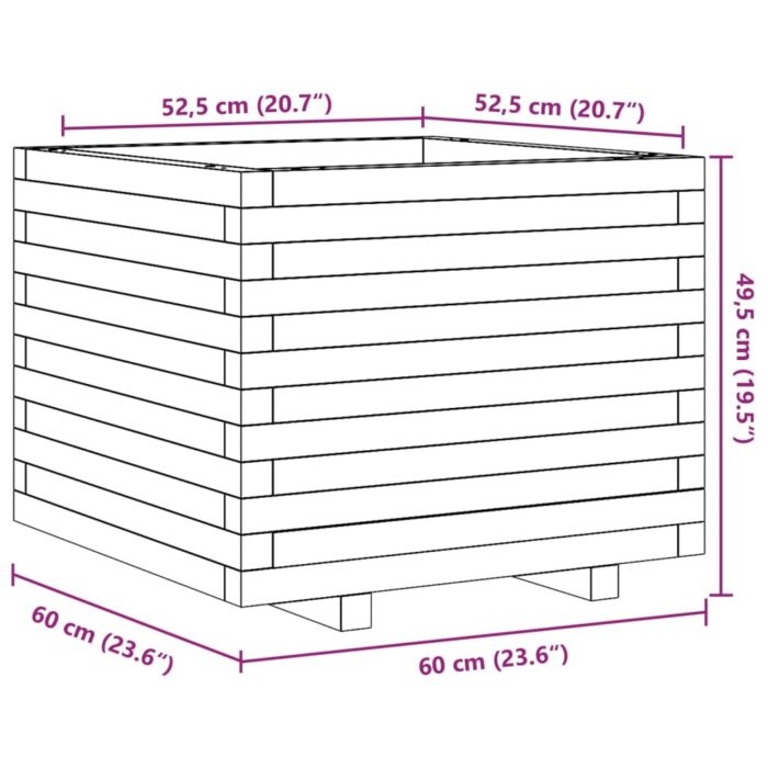 Jardinière blanc 60x60x49,5 cm bois de pin massif – Image 8