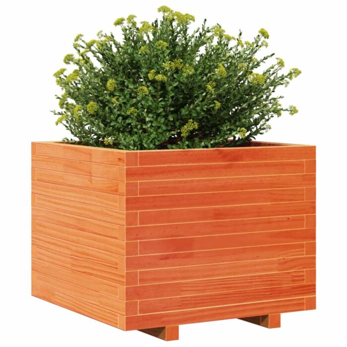 Jardinière cire marron 60x60x49,5 cm bois de pin massif – Image 2