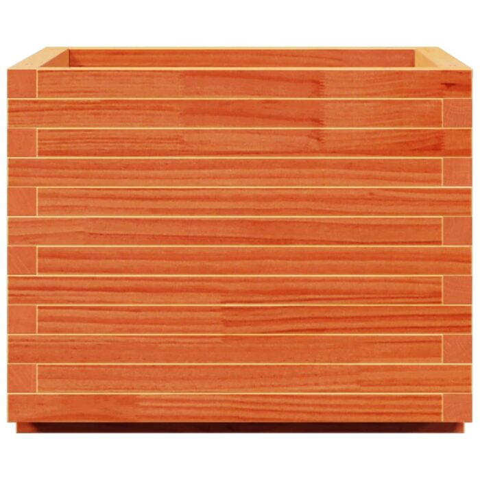 Jardinière cire marron 60x60x49,5 cm bois de pin massif – Image 4