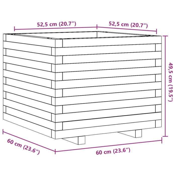 Jardinière 60x60x49,5 cm bois de pin imprégné – Image 8